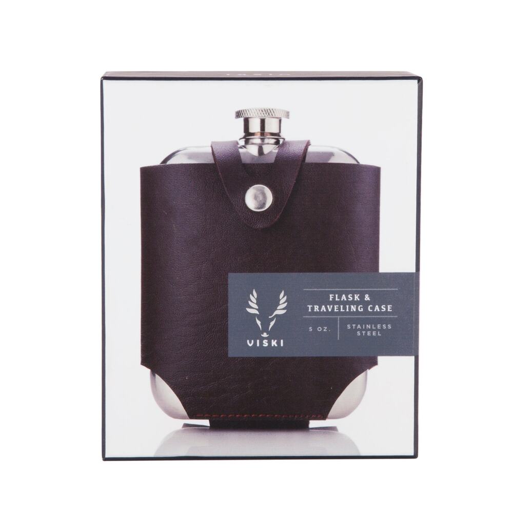 Stainless Steel Flask with Faux Leather Cover - Picture 6 of 6